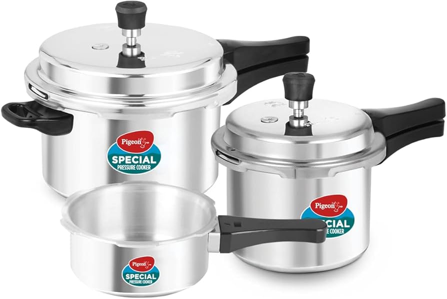 Pigeon By Stovekraft Aluminium Pressure Cooker Combo 2L 3L 5L
