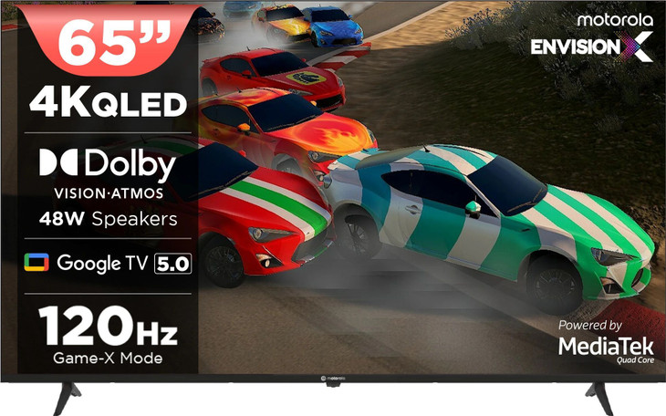 Motorola 65 Inch QLED 4K Google TV with Dolby Atmos & 48W Sound